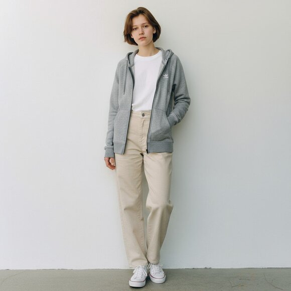 Adidas Originals Gray Essentials Full Zip Hoodie – Size Small - Picture 6 of 7